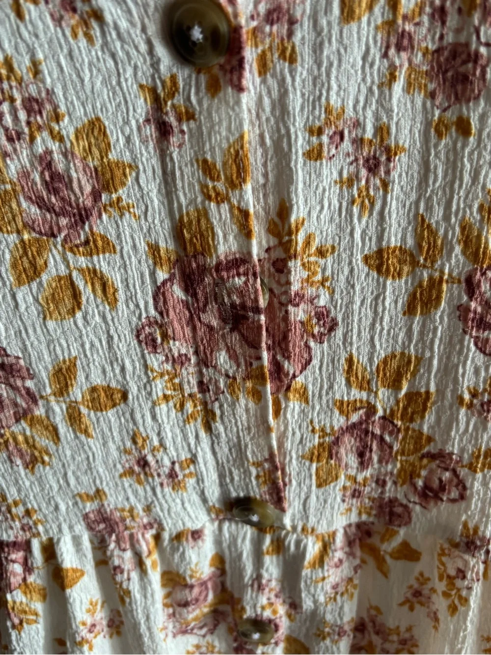 Nicole Miller White Dress with Pink Floral and Mustard Leaves